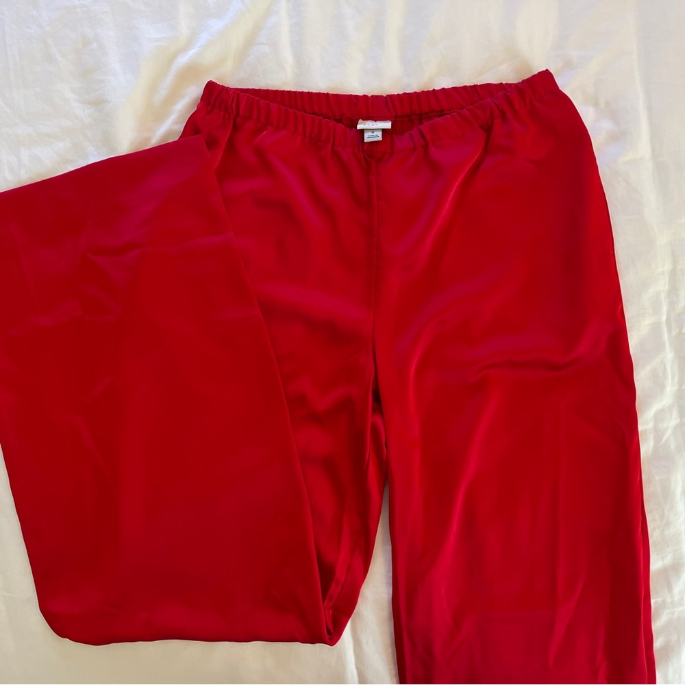 Red “Satin” Elastic Waist Pants
